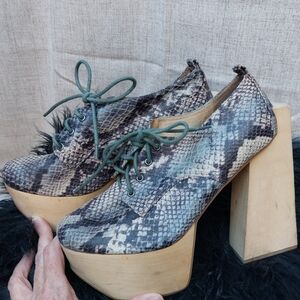 Jeffrey Campbell Lace Up Snakeskin Platform Shoes